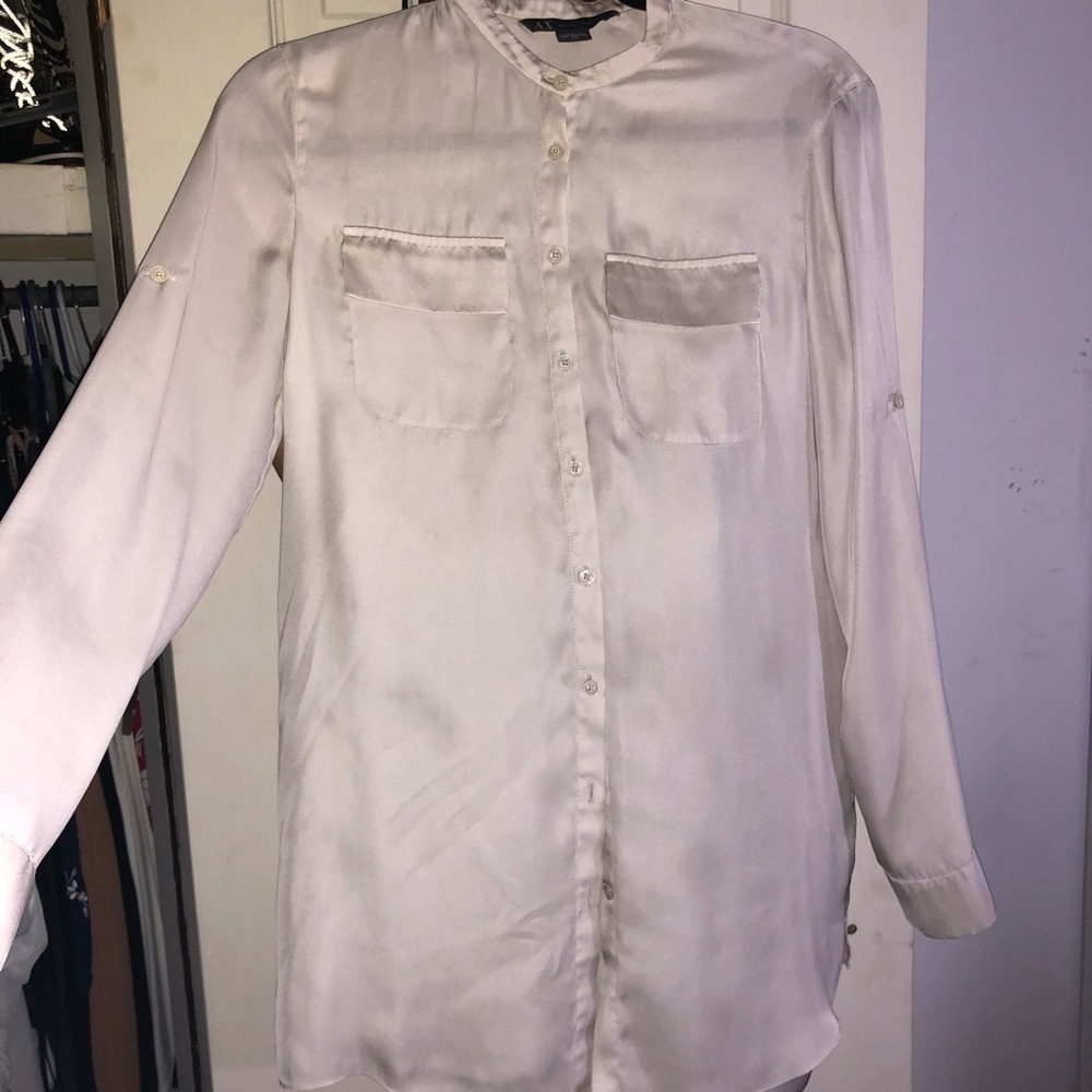 Armani Silk Button Down Long Sleeve Top